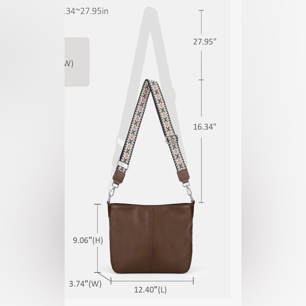 Befen Genuine Leather Shoulder Bag/Crossbody Hobo Bag with 2 removable straps - Picture 2 of 15